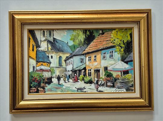 Ulje na lesonitu - U starom gradu, prelepa slika!