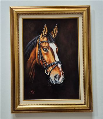 Ulje na platnu - Konj Vranac, prelepa slika!