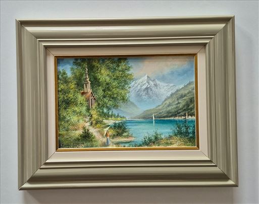 Ulje na platnu - Stara setnja uz more, prelepo!