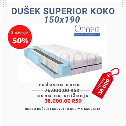 Dušek Superior koko 150x190 50% Popust