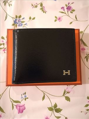 Novi muski kozni novcanik Hermes Crna koza Novo
