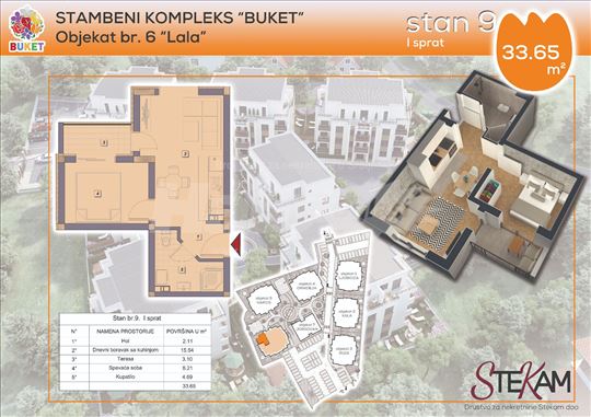 Stambeni kompleks "Buket" 3min hoda od Aqua parka