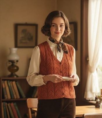 Vintage Ručno Pleteni Prsluk  