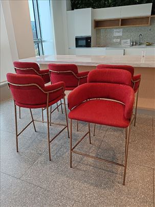 Barske stolice crvene Union drvo 5 komada