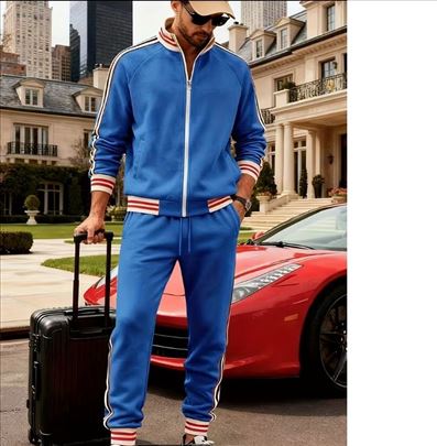 Men'S Autumn and Winter Striped Suit with Stand