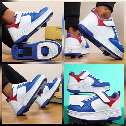 Patike sa točkićima, crveno/plave, ima brojeva