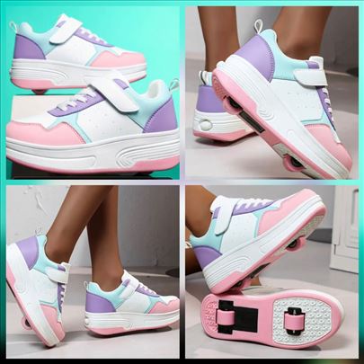 Patike sa točkićima, ljubičasto/roze, ima brojeva