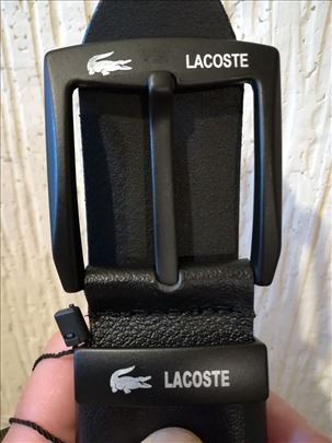 Novi muski kozni markirani kais Lacoste Crna snala