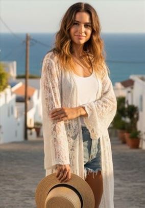 Boho chic! Reserved Maxi čipkasti kardigan 