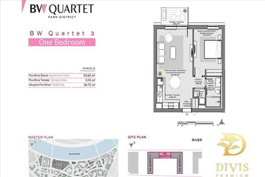 Prodaja 2.0 stan,BW Quartet 3,Beograd na vodi 60m²