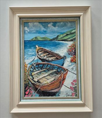 Ulje na lesonitu - Dva camca, prelepa slika!