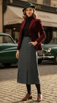 Vintage Elegancija: Unikatna Vunena Suknja (L/40) 