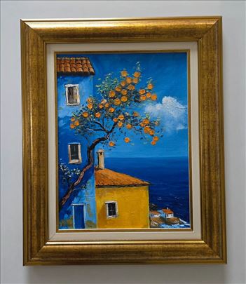 Ulje na platnu - Plavo more i pomorandze