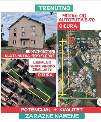 Autoput E70 građ zemljište+nova zgrada 713+21m2