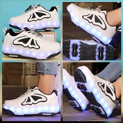 Patike sa točkićima, crno-bele, punjive, ima broje