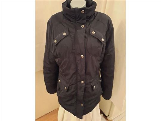 Crna ženska šuškava jakna sa krznom vel. 42   