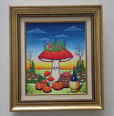 Naiva, ulje na platnu - Pecurkino selo, prelepo!