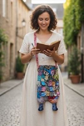 Ručno rađena patchwork sova torbica