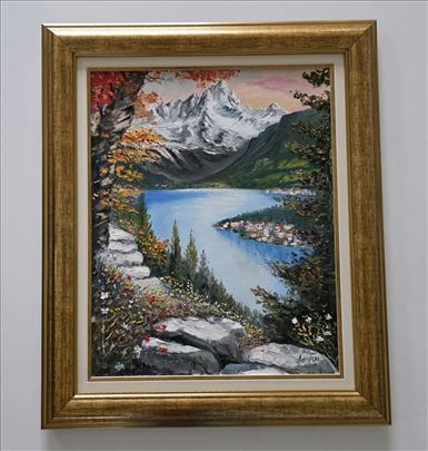 Ulje na platnu - Panorama iznad jezera, prelepo!