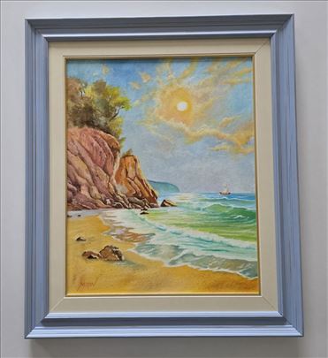 Ulje na platnu - Sunce iznad plaze, prelepa slika!