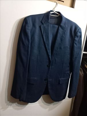 H&M laneno odelo tamno plavo 48 NOVO