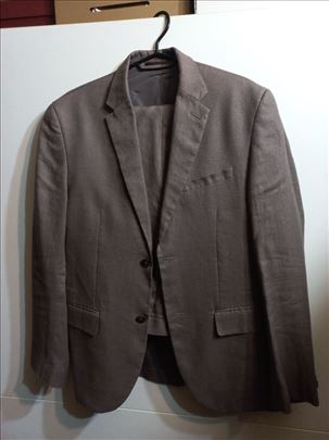 H&M laneno odelo tamnobez 48 NOVO