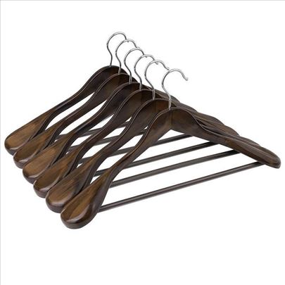 Songmics 6 Drvenih Vešalica Za Kapute Ofingeri DK