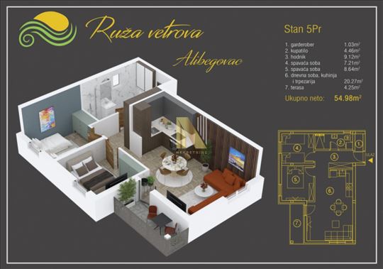 Dvoiposoban stan u kompleksu RuŽa Vetrova - direkt