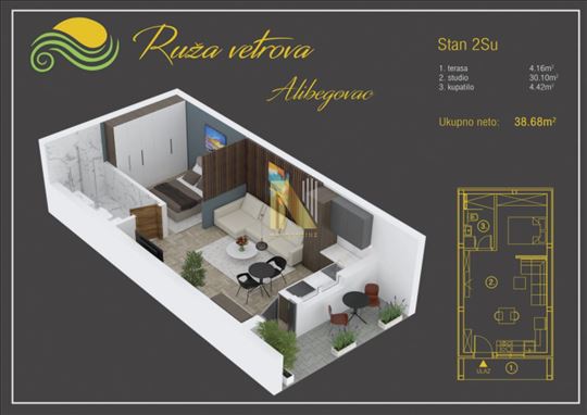 Studio Apartman u kompleksu RuŽa Vetrova - direktn