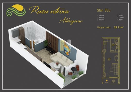 Studio Apartman u kompleksu RuŽa Vetrova - direktn