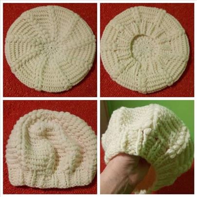 Heklana beretka, nova, ručni rad