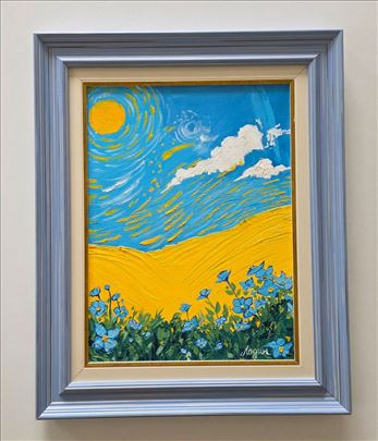 Ulje na platnu - Plavi suncani pejzaz