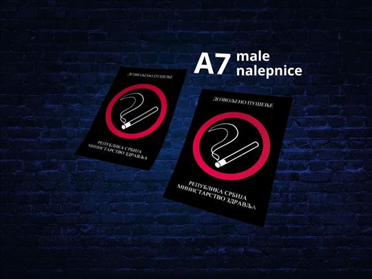 Dozvoljeno pušenje male nalepnice A7 8 kom 