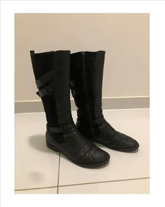 Kožne ravne crne čizme (vel.39)