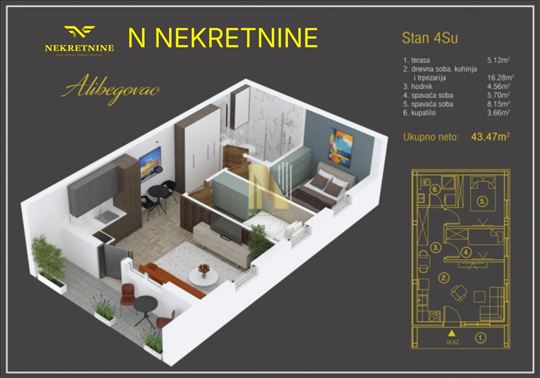 Dvoiposoban stan u kompleksu - direktna prodaja (b