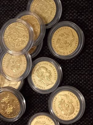 Franc Jozef dukat (mali) 24K pozlata Replika