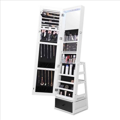 Ormaric za nakit sa rotirajucim ogledalom 360 beli