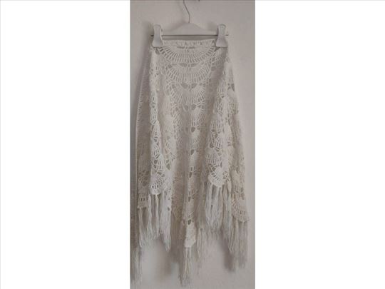 Beli Heklani sal ogrtač 100% rucni rad 