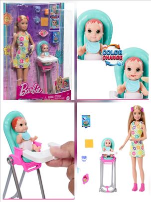 Barbie bebisiter sa stolicom za hranjenje