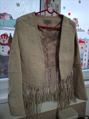 IBANA kožna bež jakna sa resama