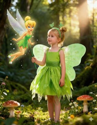 Zvončica haljina kostim za decu zelena vila krila 