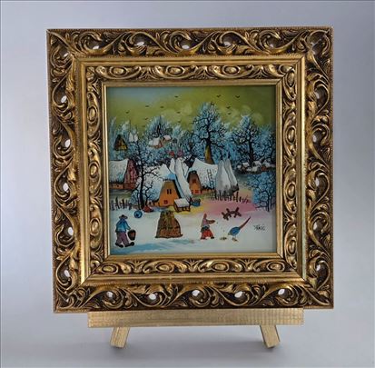 Naiva, ulje na staklu - Zima. Na stalku, retko.