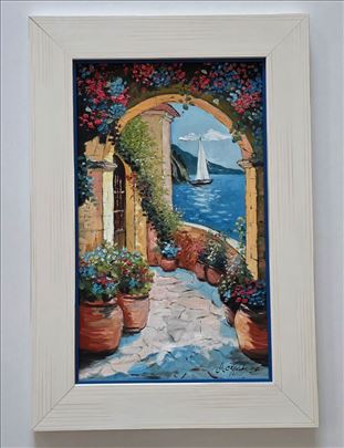 Ulje na lesonitu - Pejzaz sa mora 2, prelepo!