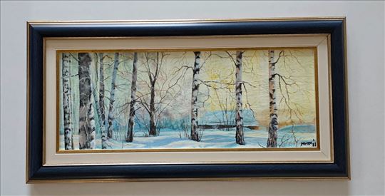 Ulje na platnu - Duguljasta zima, prelepa slika!