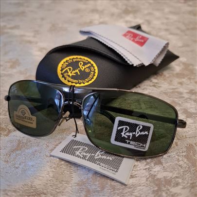 Ray Ban sunčane naočare zeleno staklo crn ram