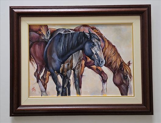 Ulje na platnu - Neodoljivi konji, prelepo!