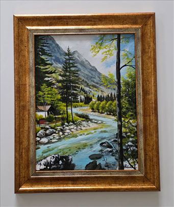 Ulje na platnu - Kanjon reke, prelepa slika!