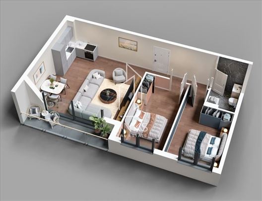 Vracar, Politova, novogradnja trosoban 64 m2, bez