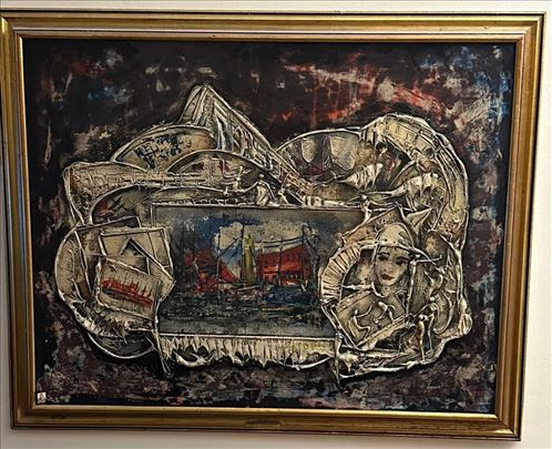 Duško Trifunović reljefno ulje na platnu