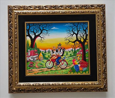 Naiva, ulje na platnu - Seoska ljubav, prelepo!